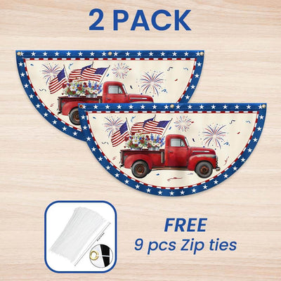 Flagwix American Flag - Patriotic Red Truck 4th Of july Independence Day Non-Pleated Fan Flag