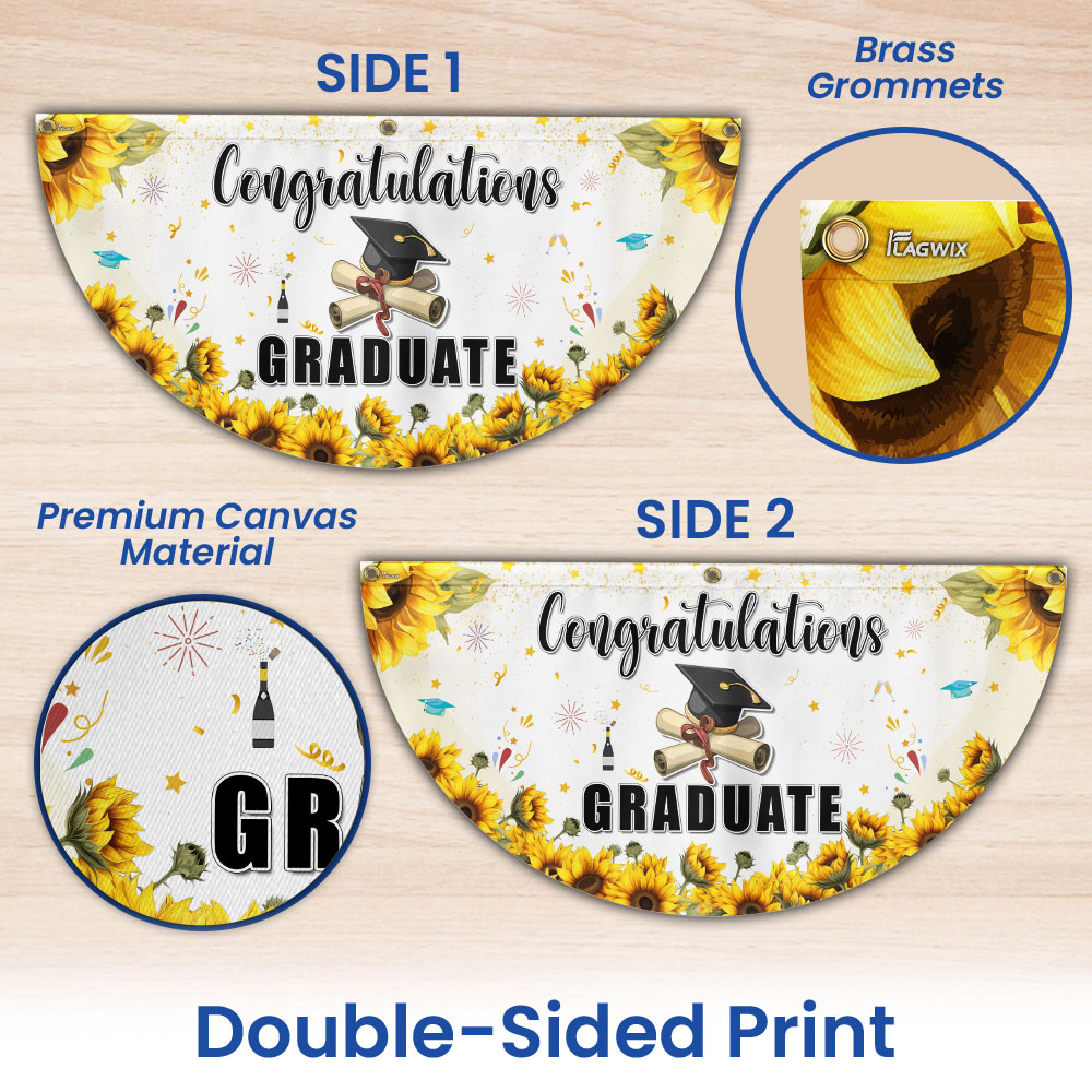 Congratulations Graduate Non-Pleated Fan Flag