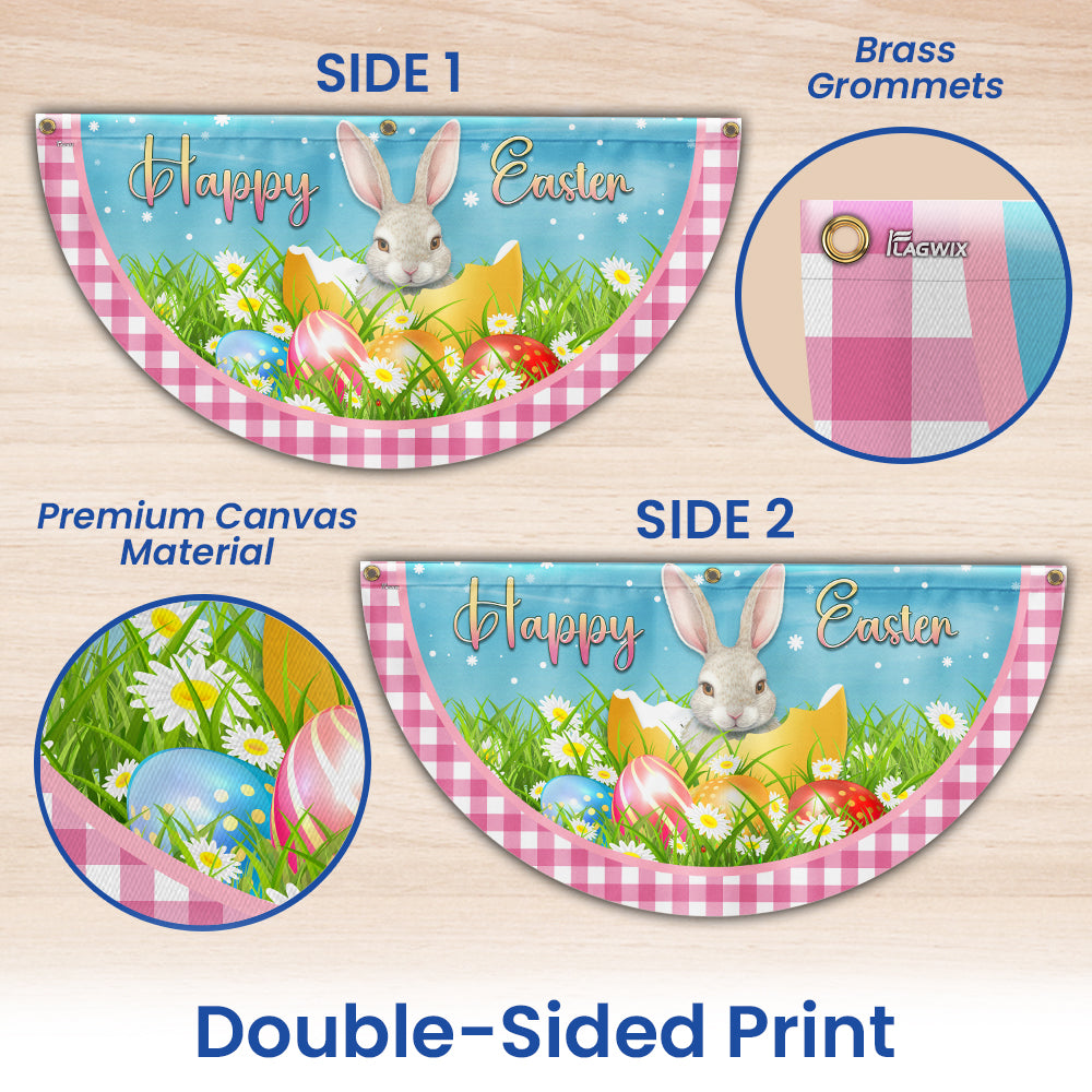 Happy Easter Rabbit Bunny Egg Non-Pleated Fan Flag