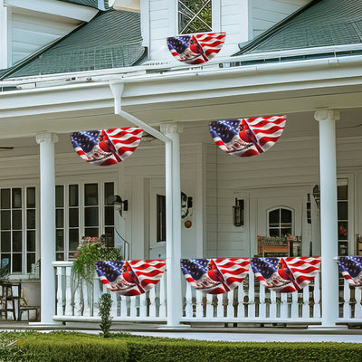 Patriotic Cardinal American Non-Pleated Fan Flag