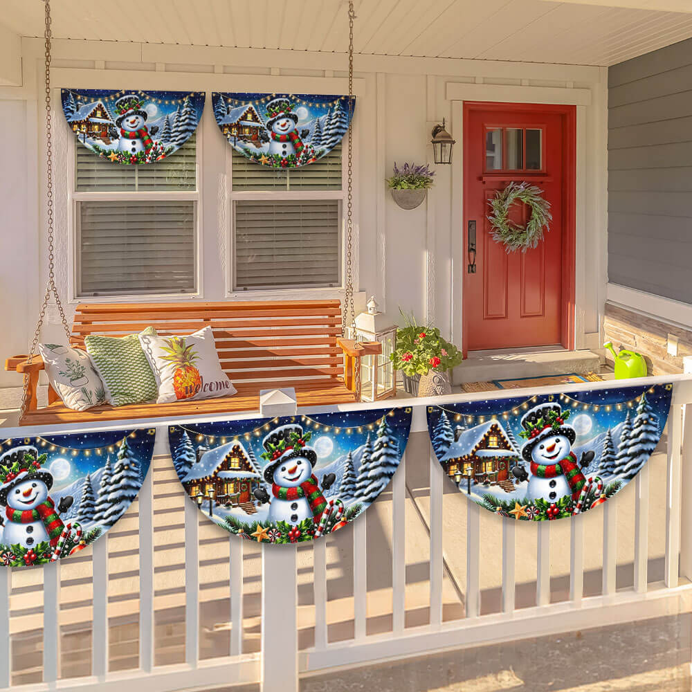 Snowman Winter Christmas Non-Pleated Fan Flag