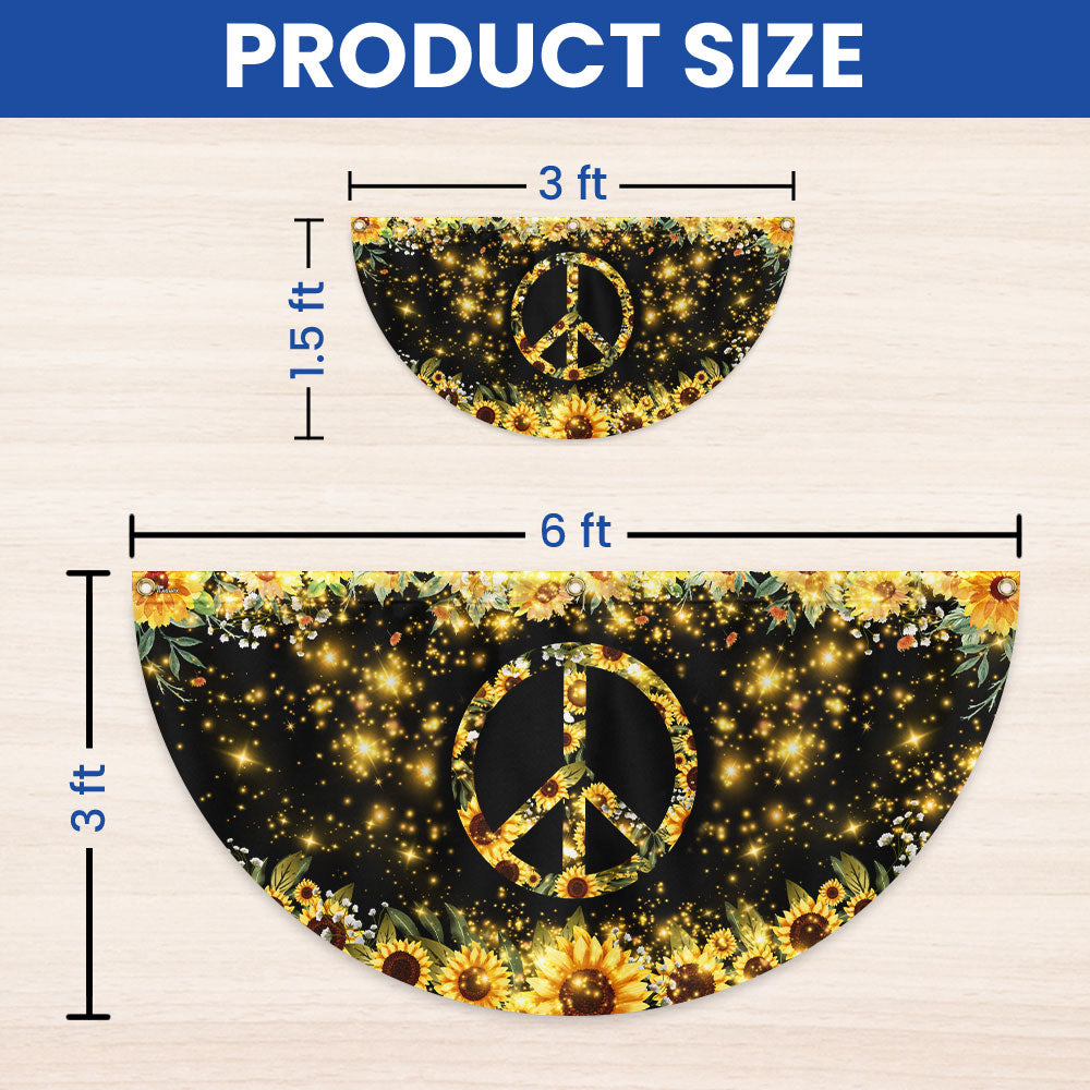 Sunflower Hippie Peace Sign Non-Pleated Fan Flag TPT2004FLn