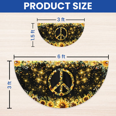 Sunflower Hippie Peace Sign Non-Pleated Fan Flag TPT2004FLn