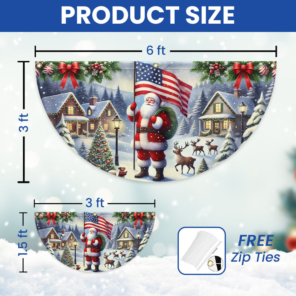 Santa Claus We Wish You Ameri Christmas Non-Pleated Fan Flag