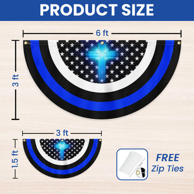Christian The Thin Blue Line Non-Pleated Fan Flag