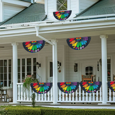 Pride Month, Sunflower Peace Sign, LGBT Pride Non-Pleated Fan Flag