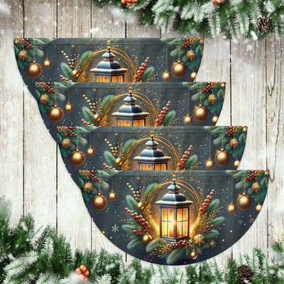 Christmas Lantern Non-Pleated Fan Flag