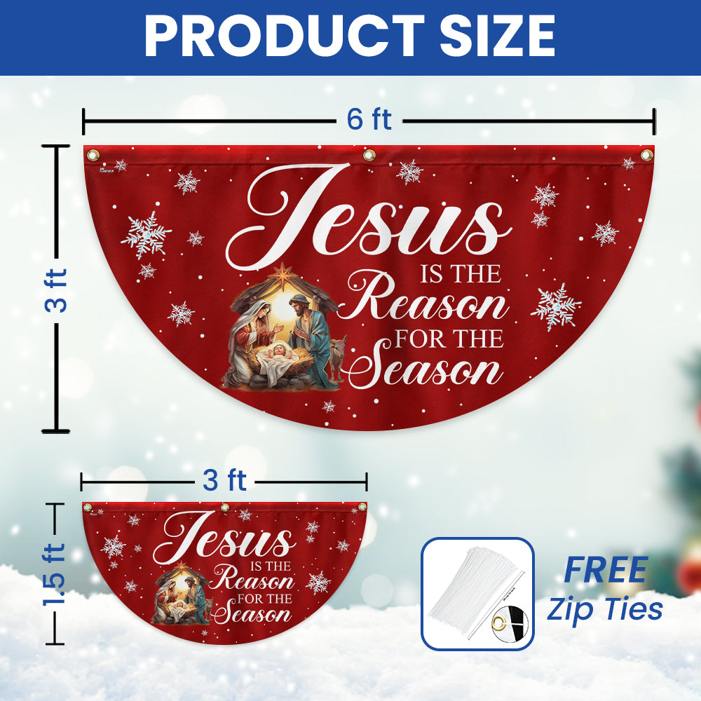Jesus Is The Reason For The Season Nativity of Jesus Christmas Non-Pleated Fan Flag