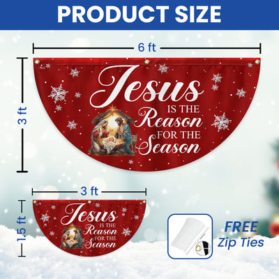 Jesus Is The Reason For The Season Nativity of Jesus Christmas Non-Pleated Fan Flag