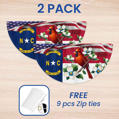 North Carolina State Dogwood Flower and Cardinal Non-Pleated Fan Flag