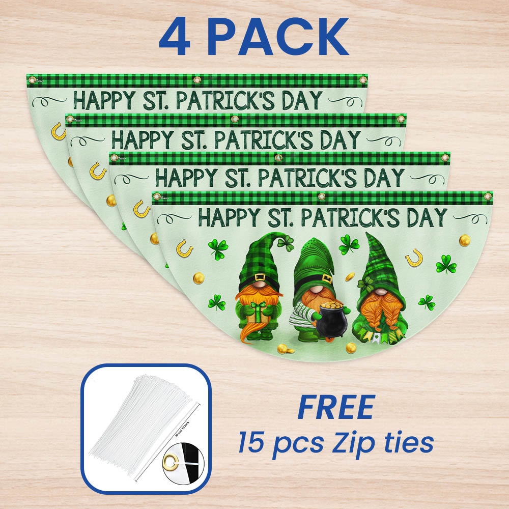 Happy Patrick's Day Gnomes Non-Pleated Fan Flag