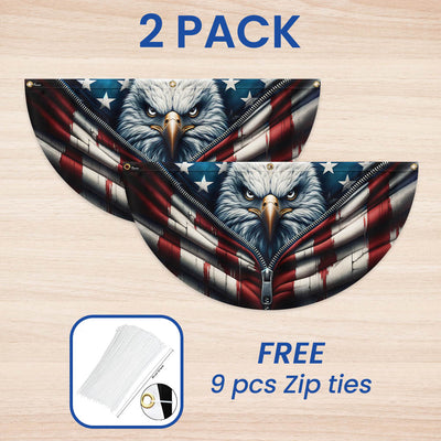 American Flag - Freedom Patriotic Eagle Bunting Non-Pleated Fan Flag 3-Day Shipping