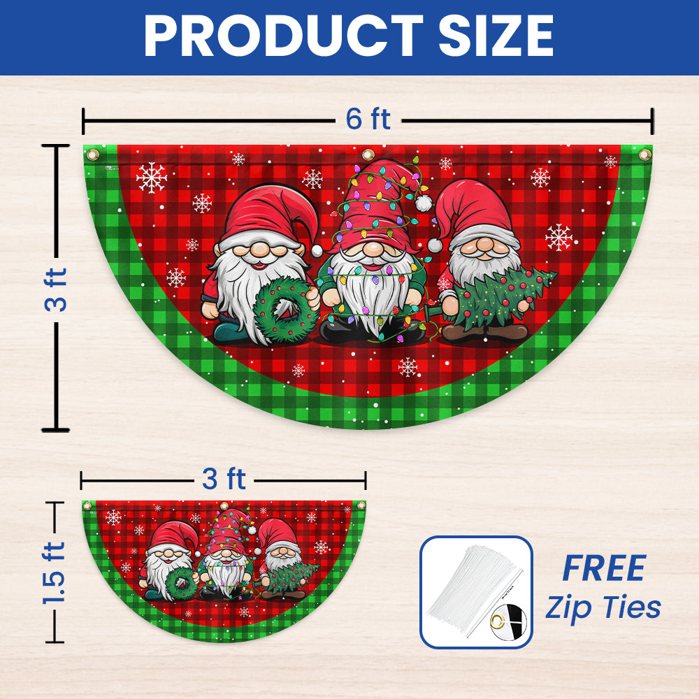 Gnome Christmas Non-Pleated Fan Flag