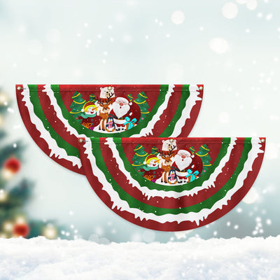 Merry Christmas Santa Snowman Reindeer Non-Pleated Fan Flag