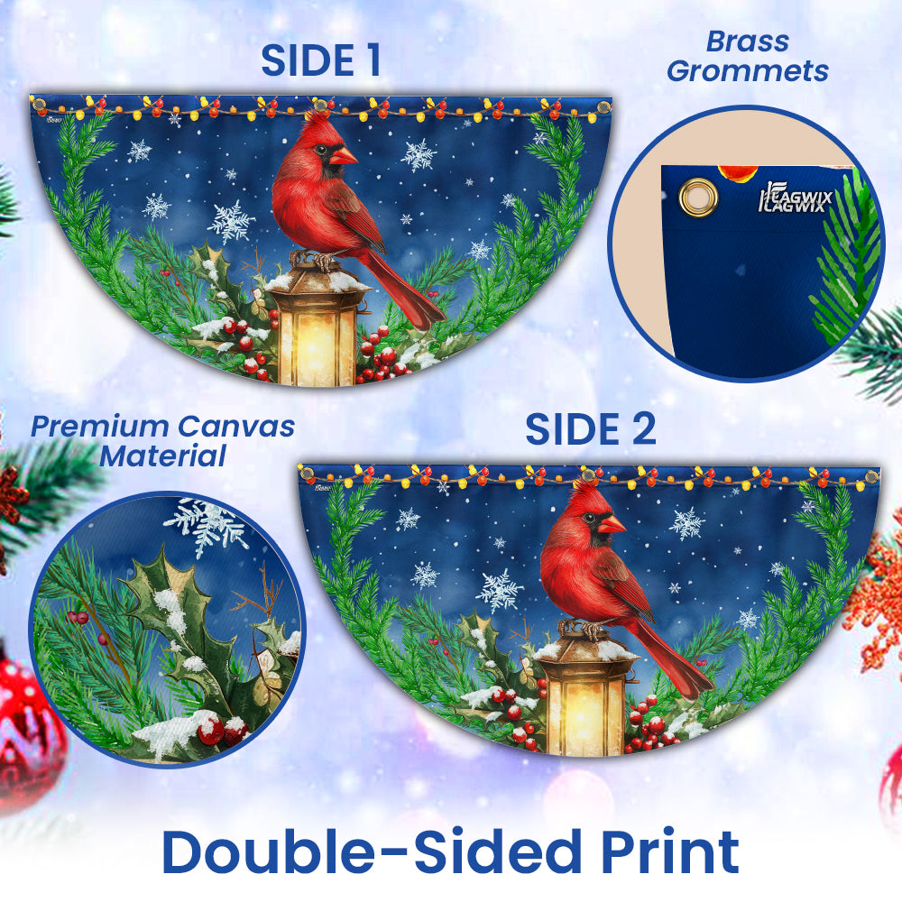 Cardinal Bird And Lantern Christmas Non-Pleated Fan Flag