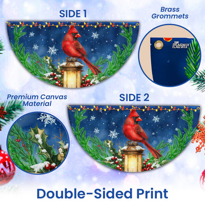 Cardinal Bird And Lantern Christmas Non-Pleated Fan Flag