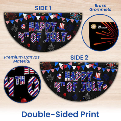 Flagwix American Flag - Happy 4th Of july Non-Pleated Fan Flag