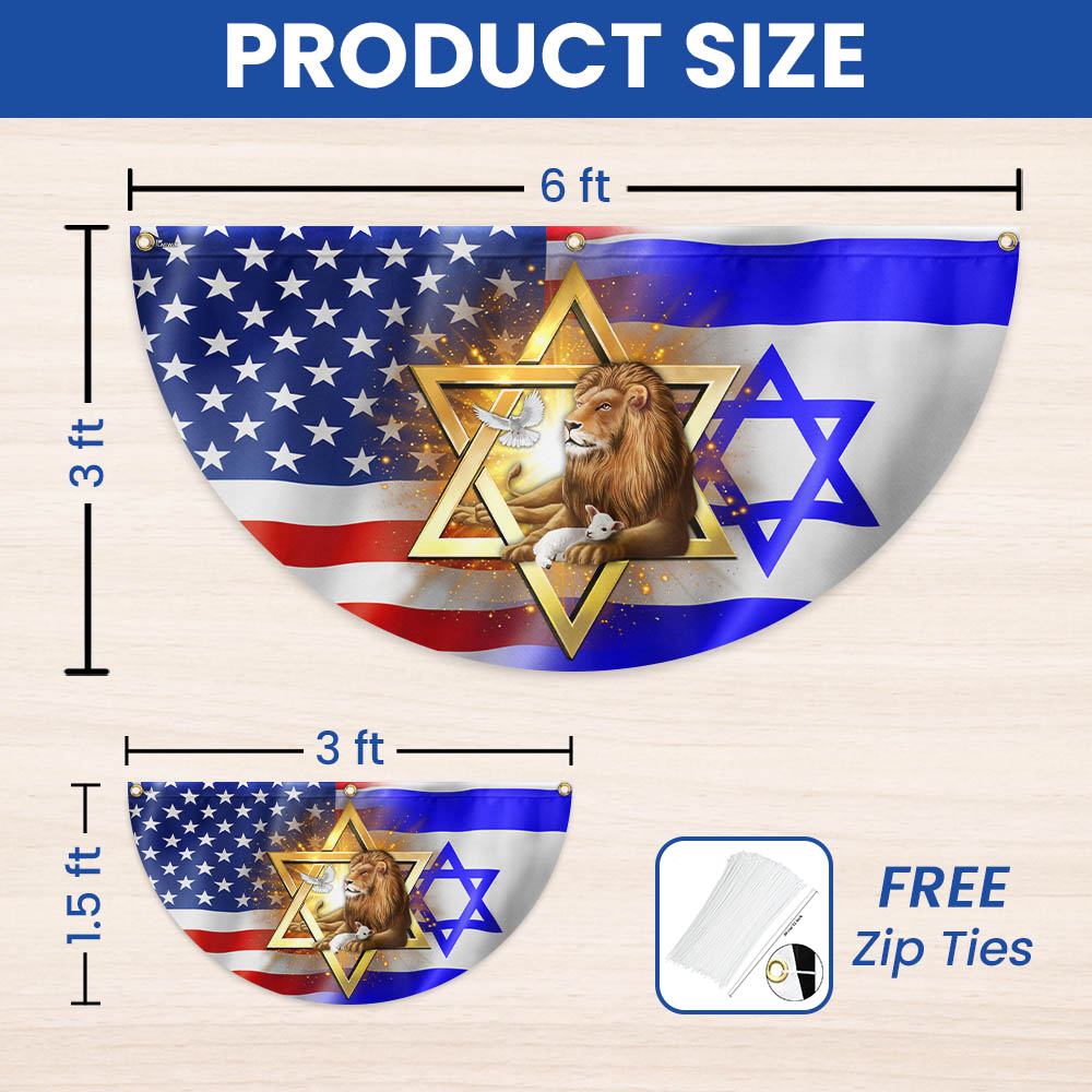 Jewish Lion Of Judah Israel American Non-Pleated Fan Flag