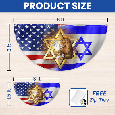 Jewish Lion Of Judah Israel American Non-Pleated Fan Flag