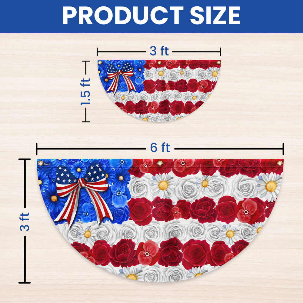 Flagwix American Flag - Floral American Flag Happy 4th Of july Independence Day Non-Pleated Fan Flag