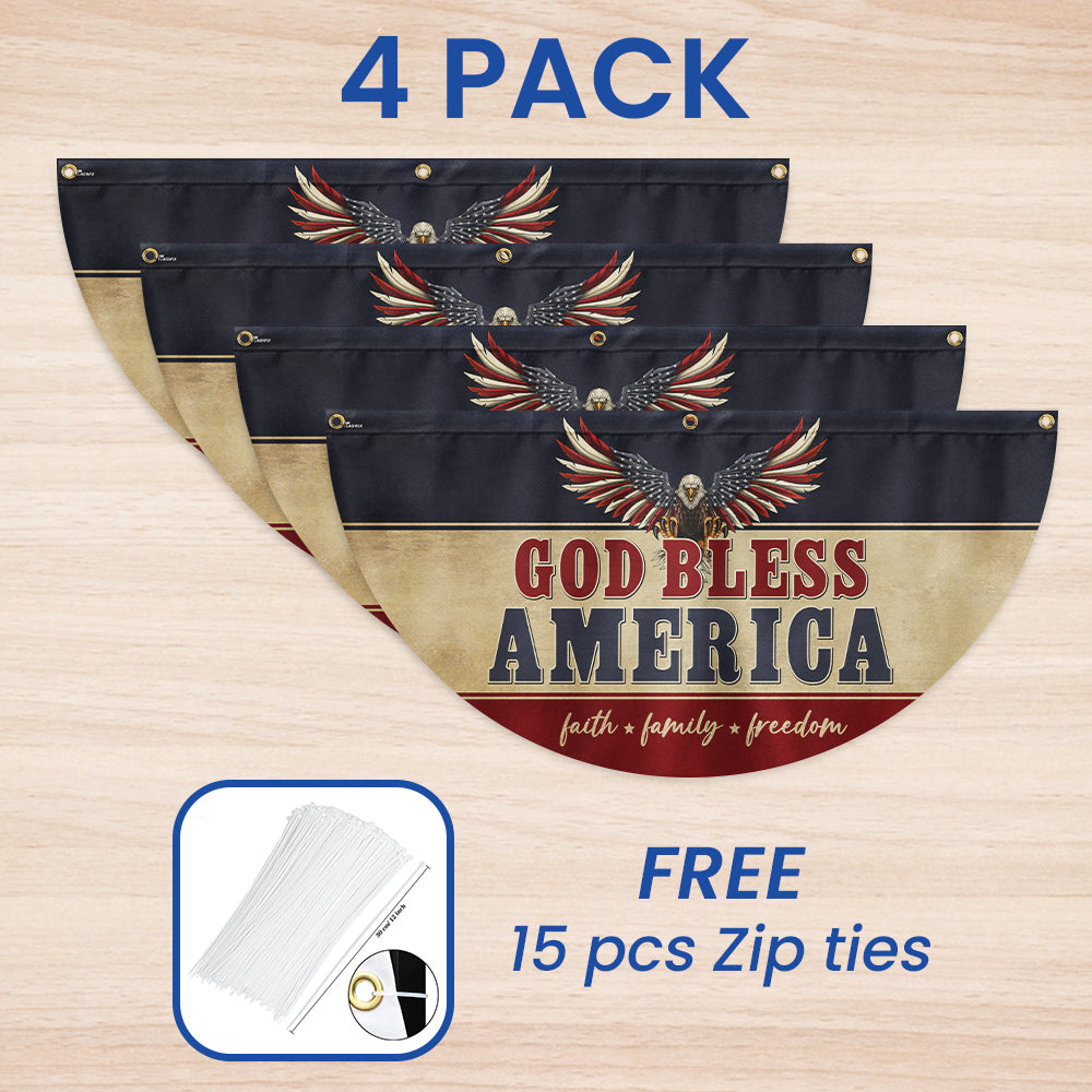 God Bless America Faith Family Freedom Non-Pleated Fan Flag