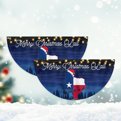 Texas Merry Christmas Y'all  Non-Pleated Fan Flag