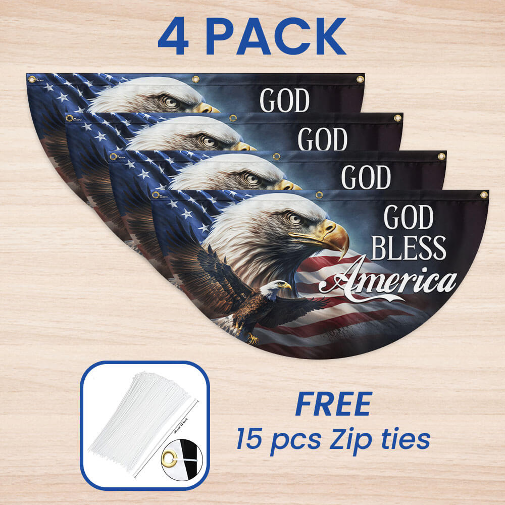 God Bless America Eagle Patriotic Non-Pleated Fan Flag