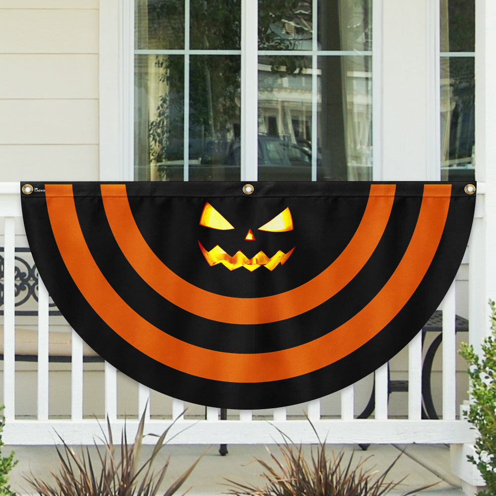Halloween Pumpkin Scary Non-Pleated Fan Flag