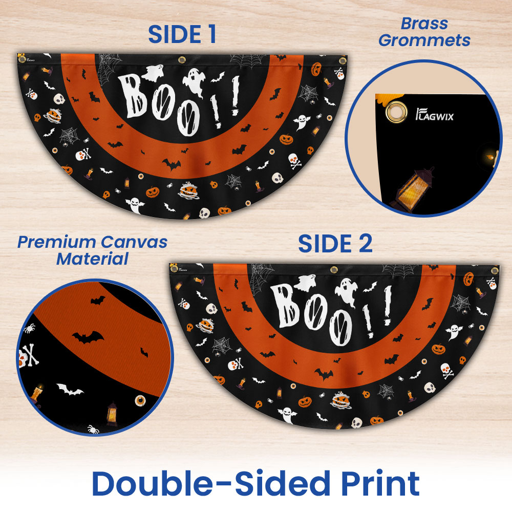 Happy Halloween Spooky Ghost Boo Non-Pleated Fan Flag