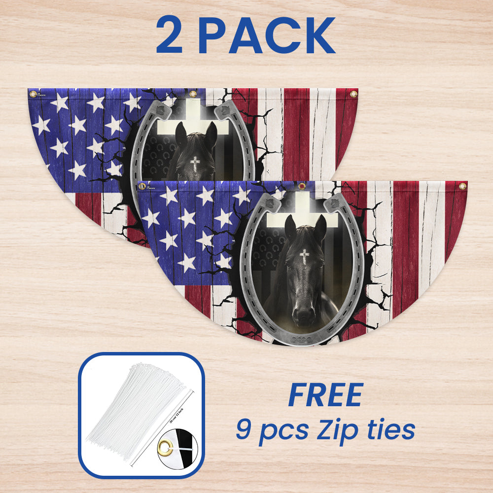 Flagwix American Flag - Happy 4th of july, Christian Patriotic Horse American Non-Pleated Fan Flag