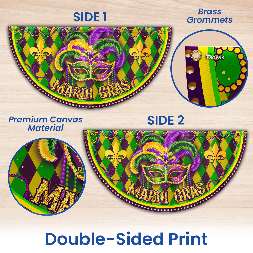 Mardi Gras Non-Pleated Fan Flag, Trending Party Vibes in 2026
