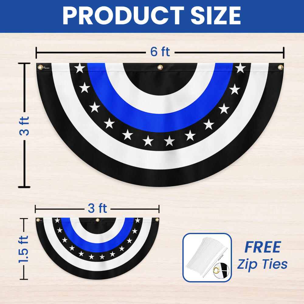 The Thin Blue Line. Police. Law Enforcement American Eagle Non-Pleated Fan Flag
