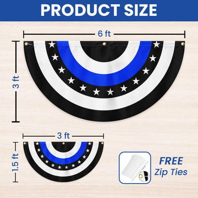 The Thin Blue Line. Police. Law Enforcement American Eagle Non-Pleated Fan Flag