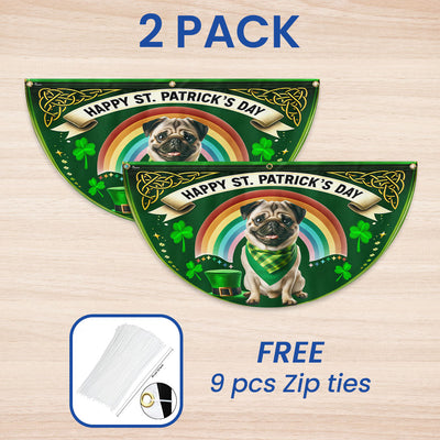 Pug Dog Happy St Patrick's Day Non-Pleated Fan Flag