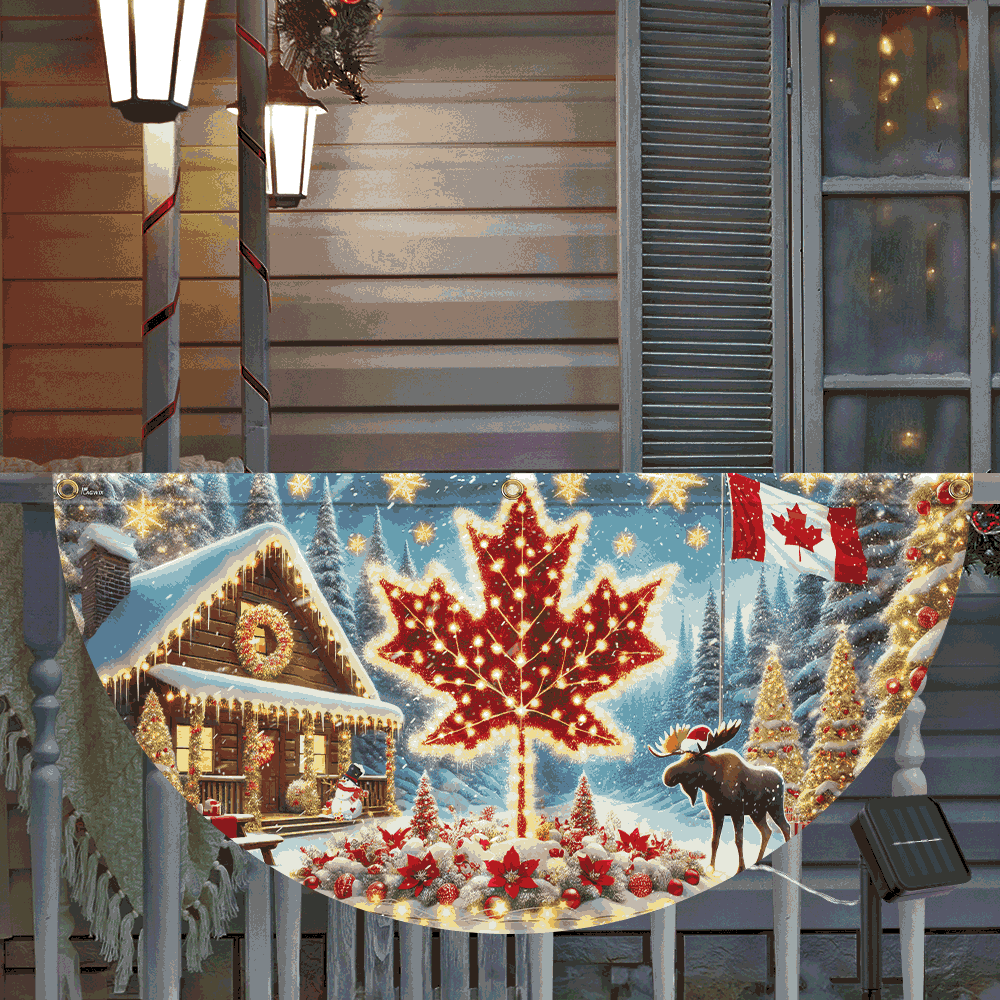 Canada Christmas Moose Holiday Xmas Canadian Solar Led Fan Flag