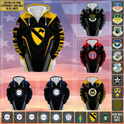 Premium Custom Unit US Veteran Zip Hoodie