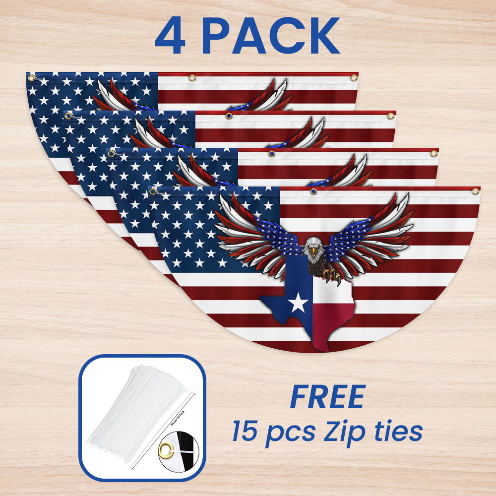 Texas Patriotic Eagle American Non-Pleated Fan Flag