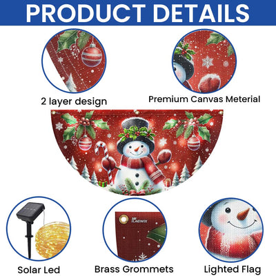 Snowman Christmas Winter Holidays Solar Led Fan Flag