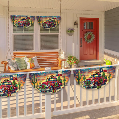 Texas Christmas Truck Non-Pleated Fan Flag