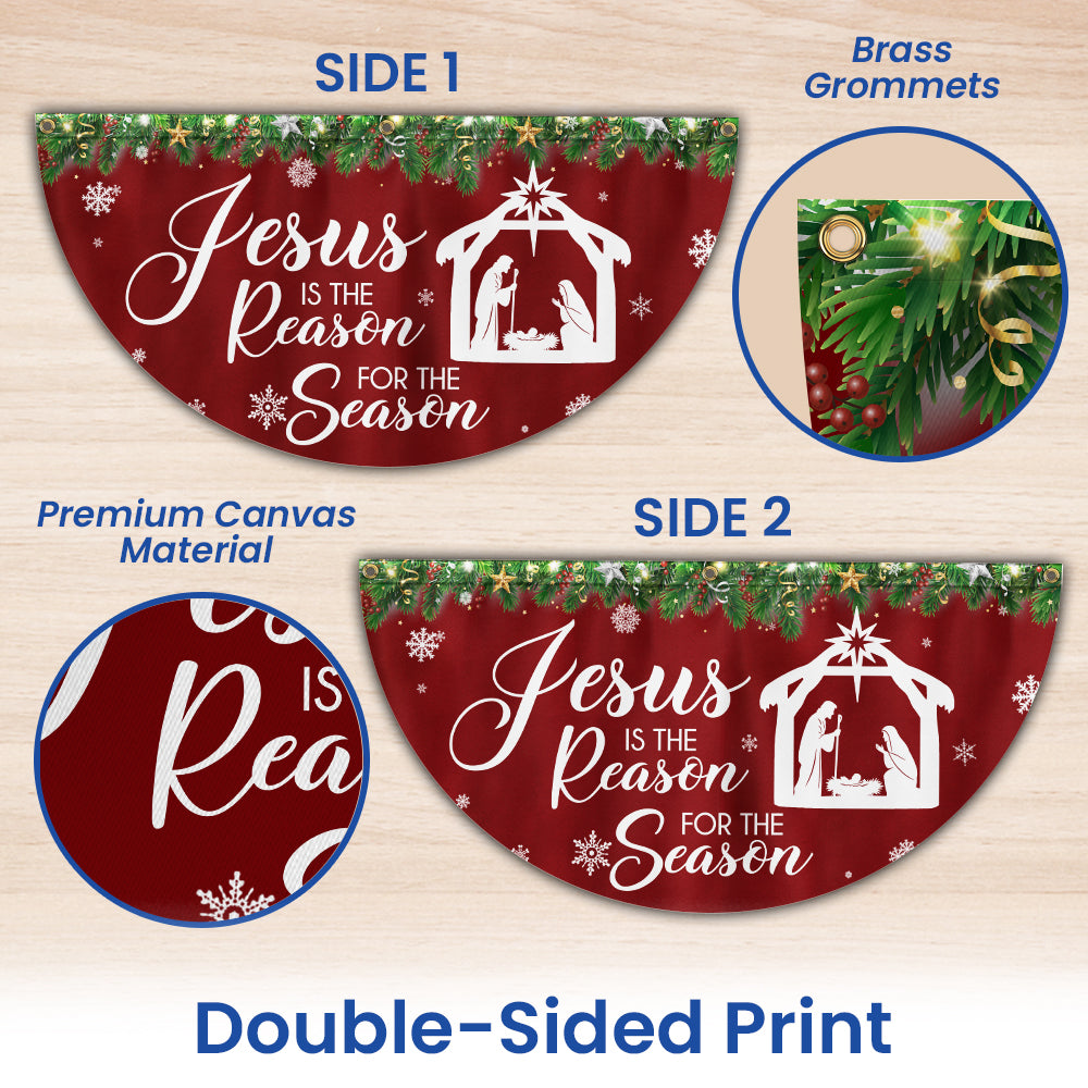 Jesus Is The Reason For The Season Christmas Non-Pleated Fan Flag