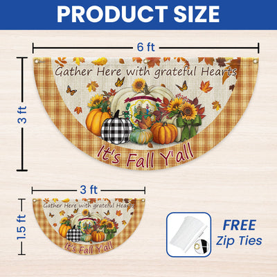 Fall  West Virginia Flag It's Fall Y'all Halloween Pumpkin Thanksgiving Non-Pleated Fan Flag