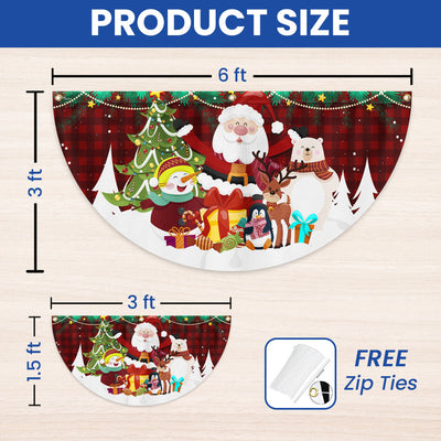 Merry Christmas Santa Claus Snowman And Reindeer Non-Pleated Fan Flag