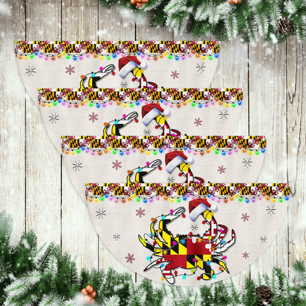 Maryland Christmas Flag Crab Christmas Non-Pleated Fan Flag