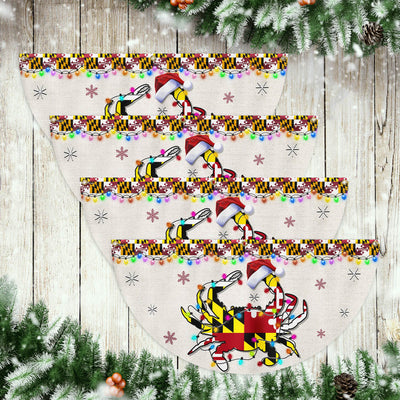 Maryland Christmas Flag Crab Christmas Non-Pleated Fan Flag