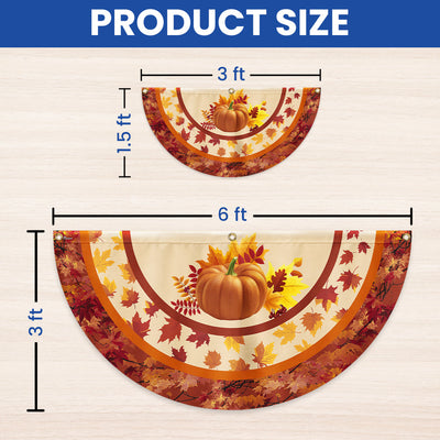 Fall Flag Pumpkin Thanksgiving Non-Pleated Fan Flag 3-Day Shipping