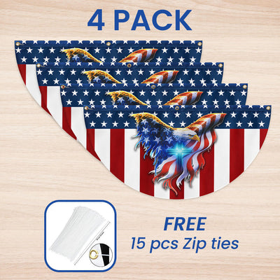 Patriotic Eagle with Christian Cross American Non-Pleated Fan Flag