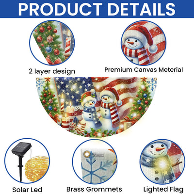 Snowman Merry Christmas American Solar LED Fan Flag