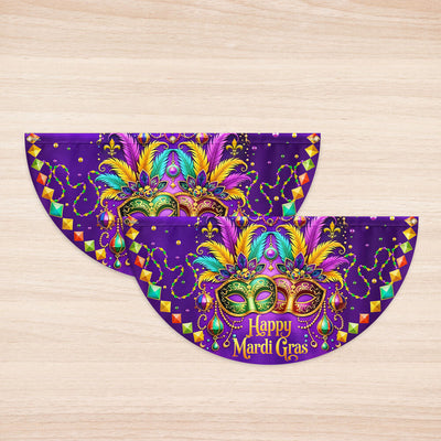 Happy Mardi Gras Non-Pleated Fan Flag