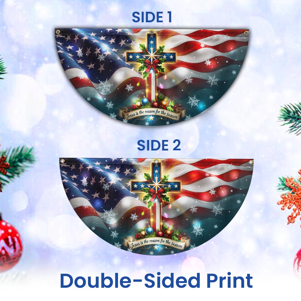Christian Cross Christmas Jesus Is The Reason For The Season Solar Led Fan Flag