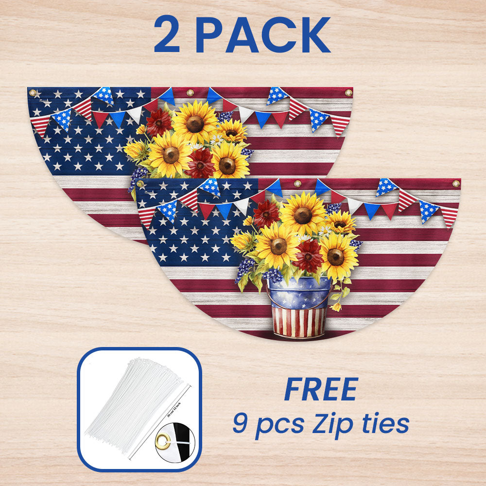 Flagwix American Flag - Sunflowers Happy 4th of july Patriotic Non-Pleated Fan Flag